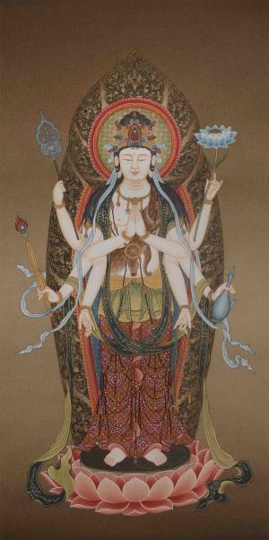 Rare find masterpiece Eight Armed Avalokiteshvara | Avalokiteshvara in his Japanese form as Senju Kannon or Kuan Yin | Japanese Deity
